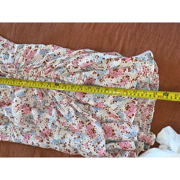 Veronica‎ Beard Sean White multi color floral silk ruched dress size 4 - Picture 9 of 10